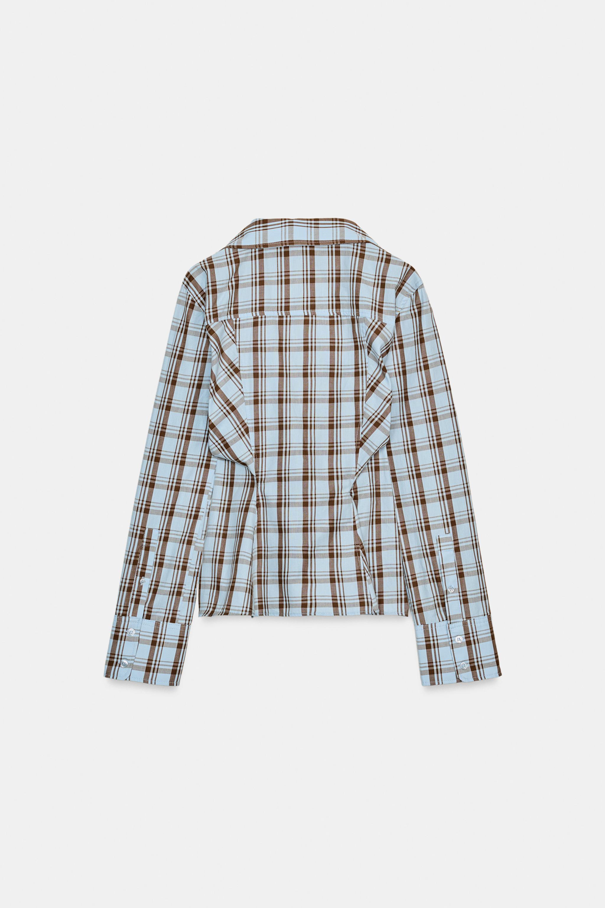 CHEMISE EN POPELINE CROISÉE À CARREAUX